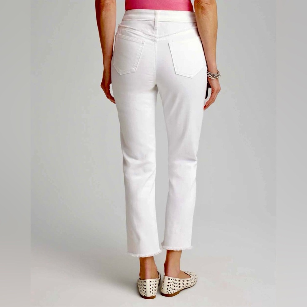 LOFT Size 28/6 Alabaster (White) Straight Cropped 5 Pocket Frayed Hem Jeans - Picture 3 of 9